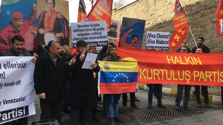 ABD ve AB Emperyalistlerinin Venezuela’daki hain planlarına karşı ABD Başkonsolosluğu önündeydik