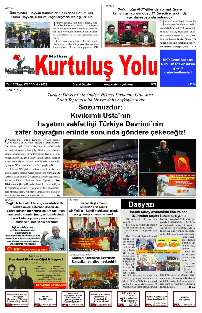 HALKIN KURTULUŞ YOLU SAYI: 178 / 07.12.2022