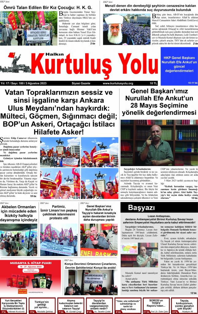 HALKIN KURTULUŞ YOLU SAYI: 180 / 03.08.2023