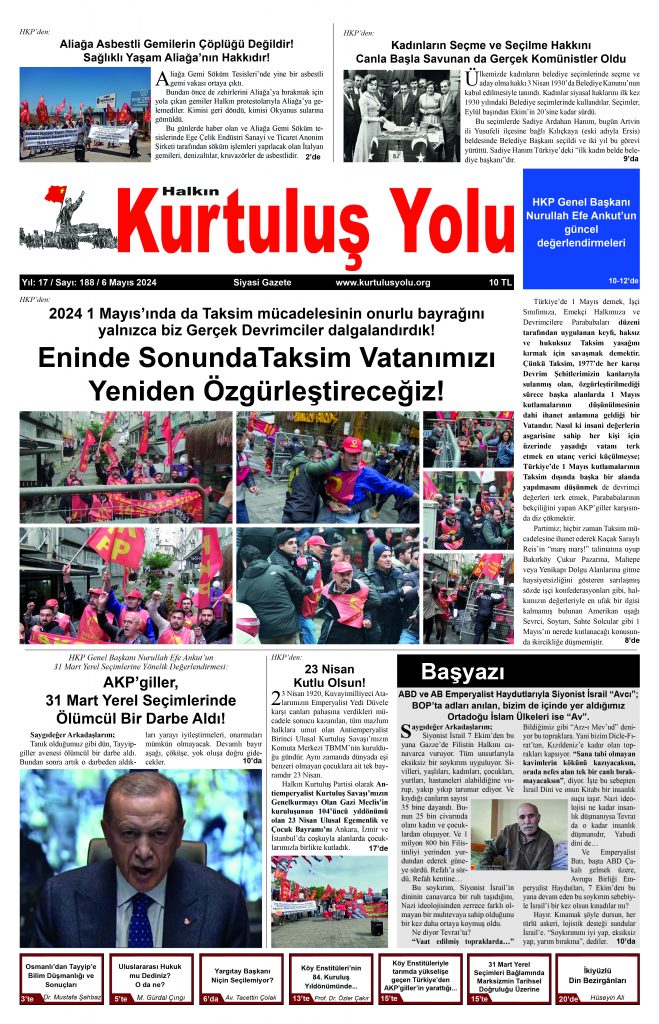 HALKIN KURTULUŞ YOLU SAYI: 188 / 06.05.2024