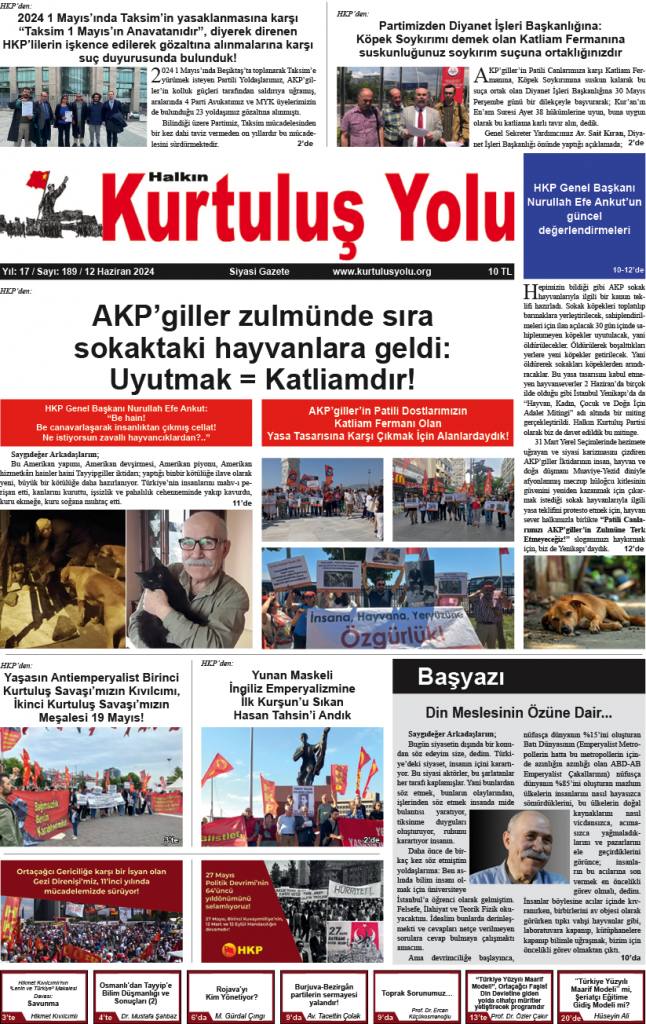 HALKIN KURTULUŞ YOLU SAYI: 189 / 12.06.2024