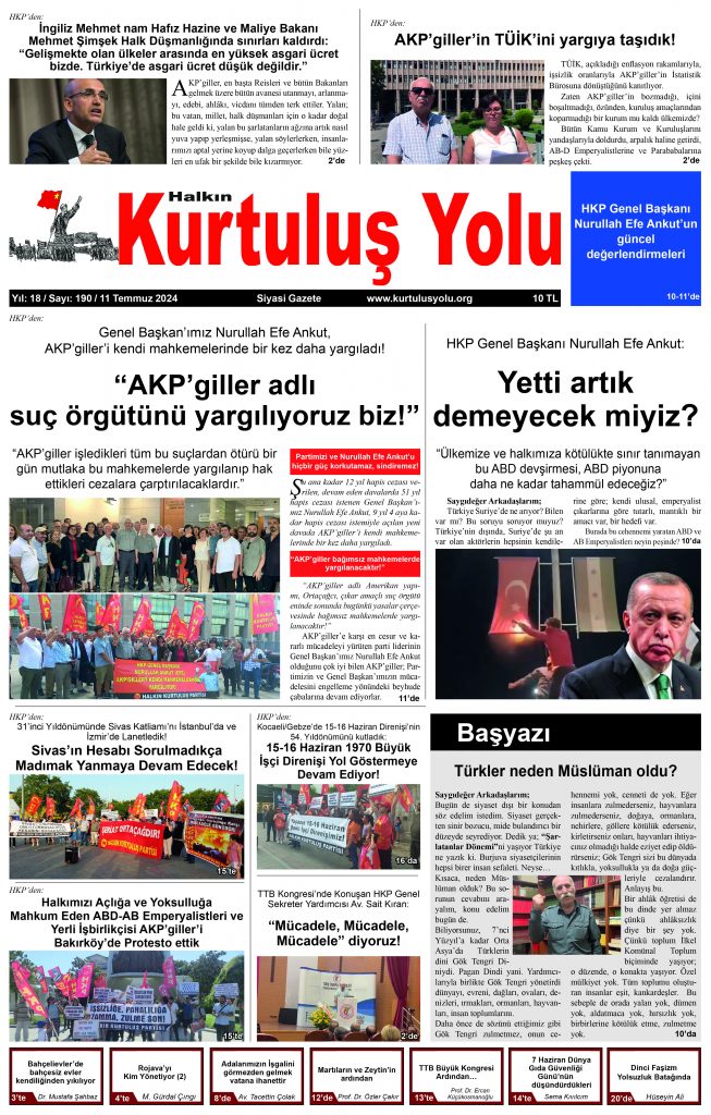 HALKIN KURTULUŞ YOLU SAYI: 190 / 12.07.2024