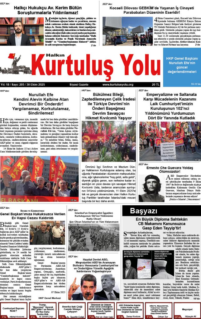 HALKIN KURTULUŞ YOLU SAYI: 205 / 30.10.2025