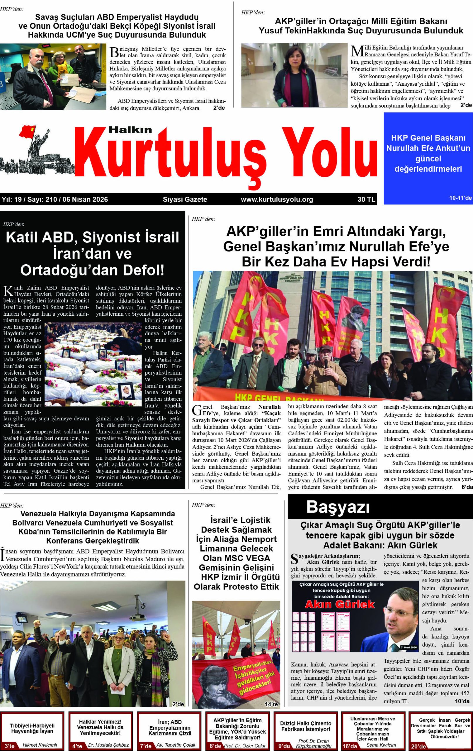 HALKIN KURTULUŞ YOLU SAYI: 210 / 06.04.2026