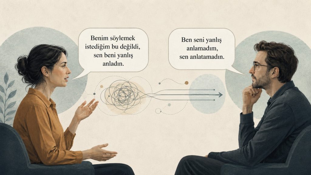 Günlük yaşantımızın çok önemli bir parçası olan yüz yüze iletişim üzerine: Benim söylemek istediğim bu değildi, sen beni yanlış anladın. Ben seni yanlış anlamadım, sen anlatamadın